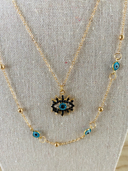 Vintage Evil Eye Pendant Necklace