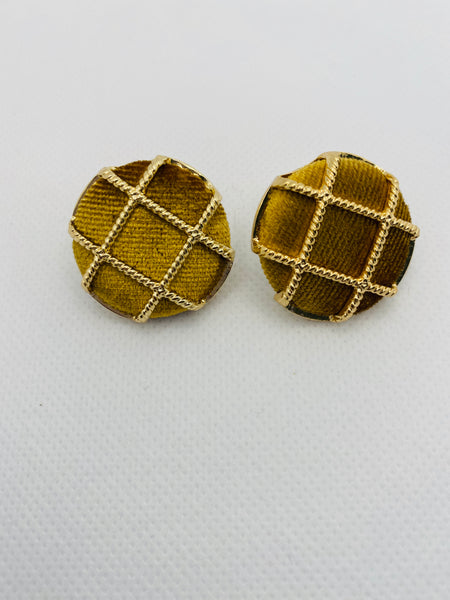 Corduroy Button Earrings